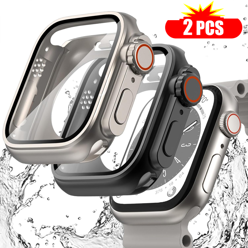 Apple Smartwatch Accessories - زجاج مقسى وغطاء لساعة أبل ،
