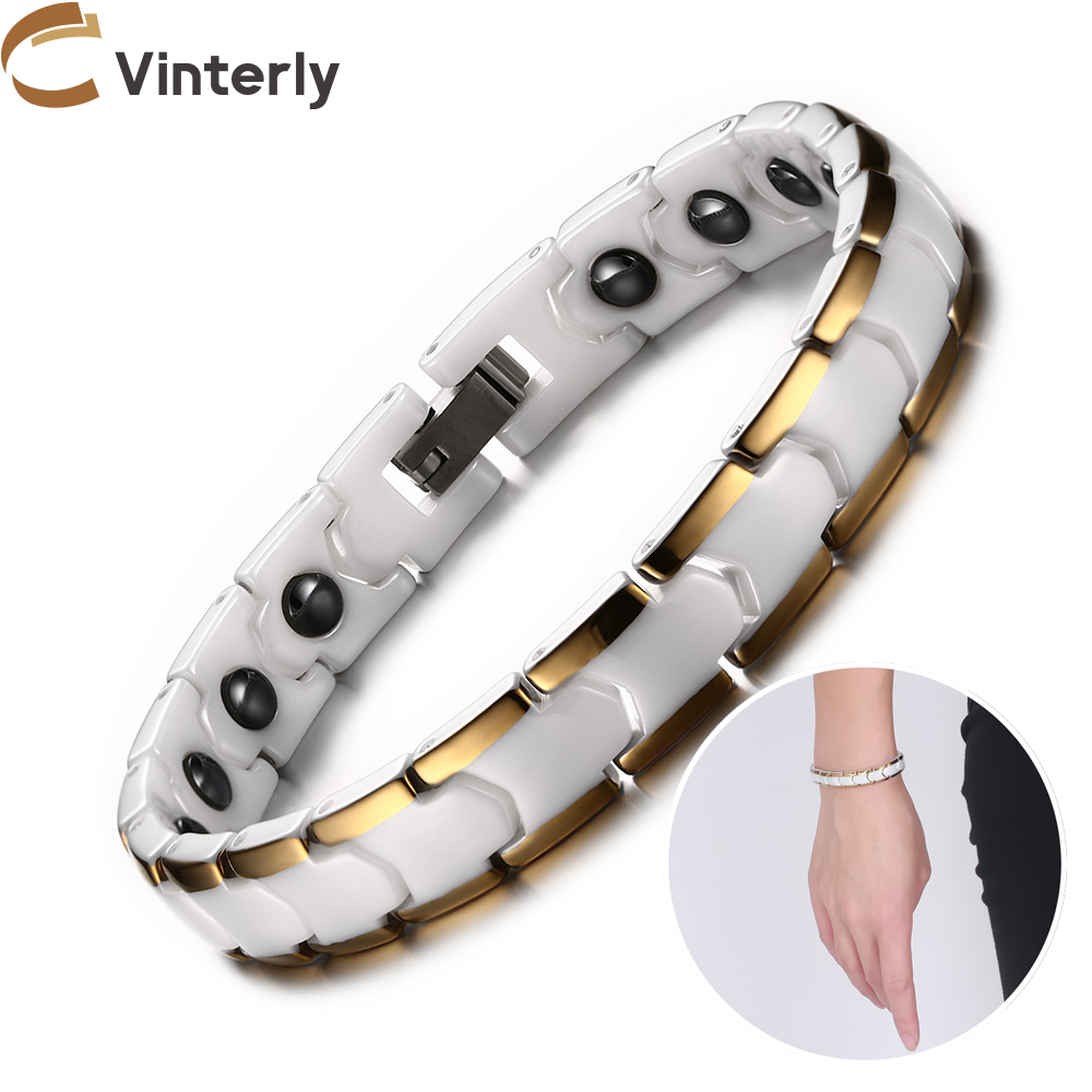 Ceramic Link Bracelet - أساور فينترلي مضادة للخدش للنساء ،