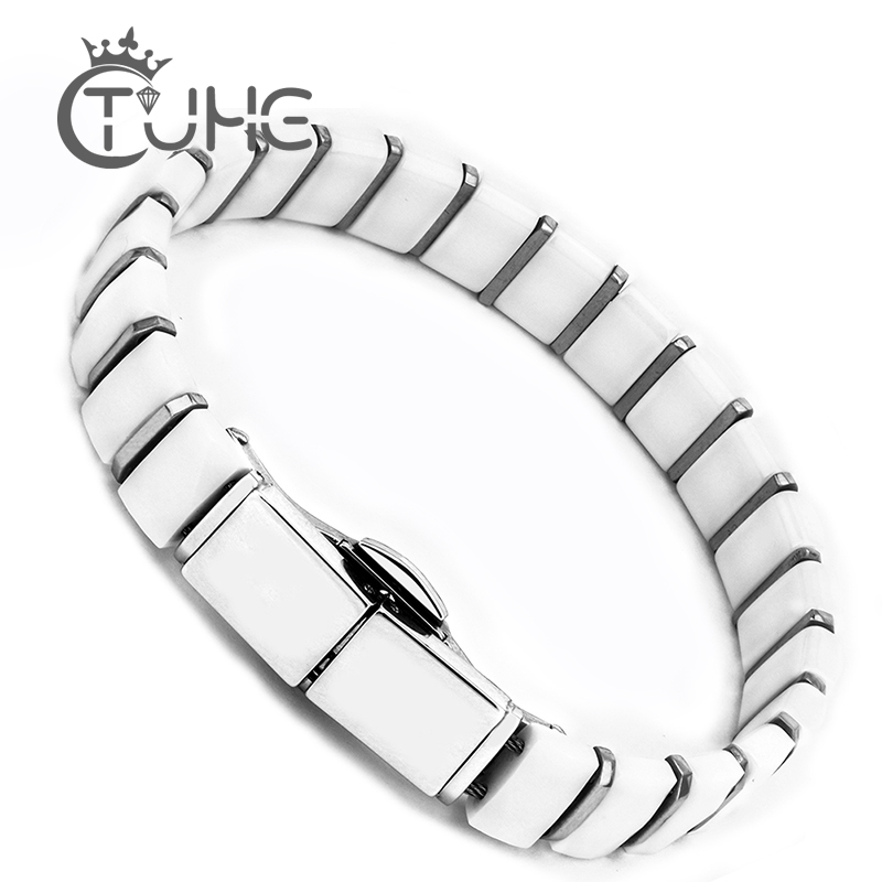 أبيض أسود الرجال الصحة أساور ن - مراجعة Ceramic Link Bracelet وسعره