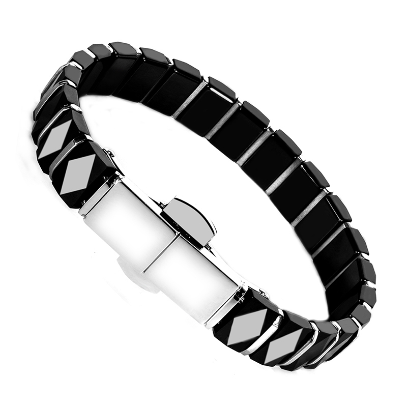 أبيض أسود الرجال الصحة أساور ن - مراجعة Ceramic Link Bracelet وسعره