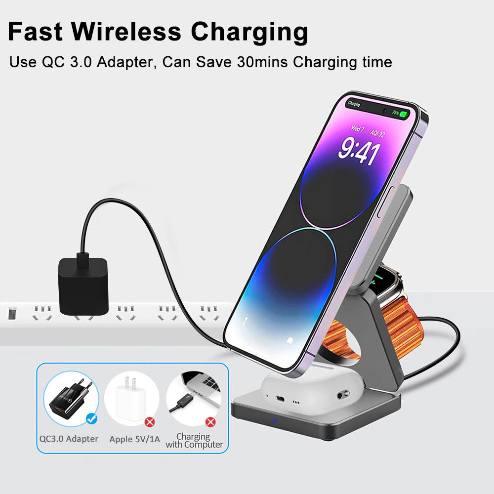 شاحن لاسلكي 3 في 1 محطة شحن لا - مراجعة Smartwatch Ac وسعره
