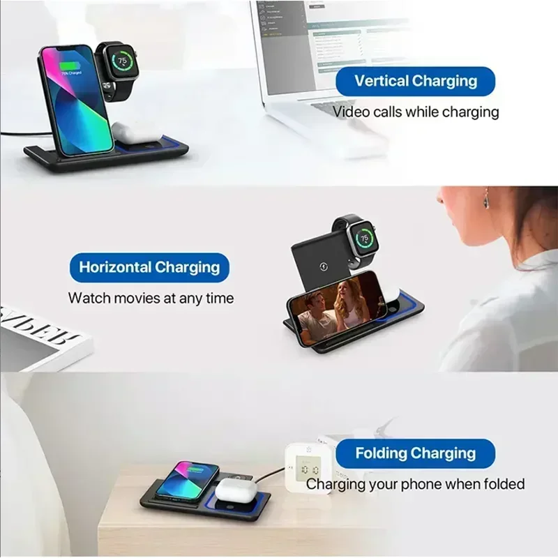 3 في 1 شاحن لاسلكي قابل للطي م - مراجعة Smartwatch Ac وسعره