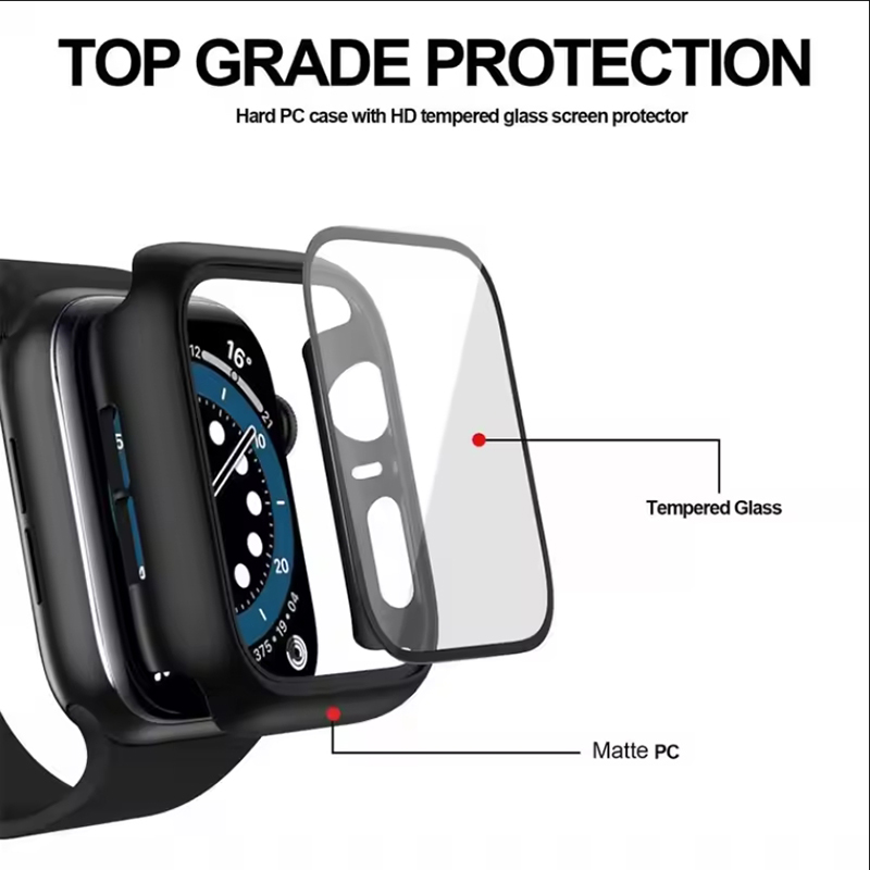 زجاج مقوى + غطاء لساعة أبل 11  - مراجعة Watch Case Bumper وسعره