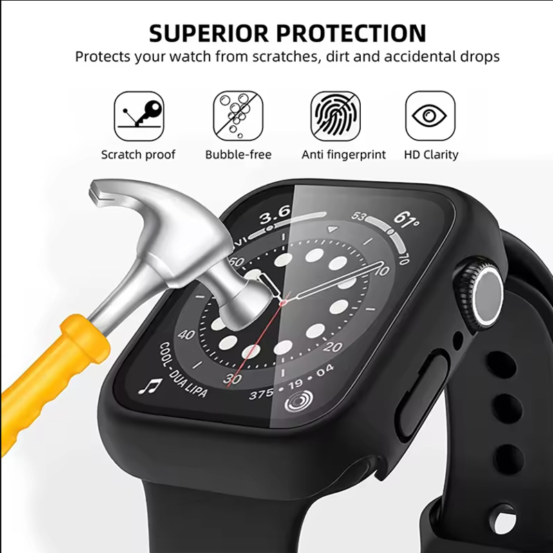 زجاج مقوى + غطاء لساعة أبل 11  - مراجعة Watch Case Bumper وسعره