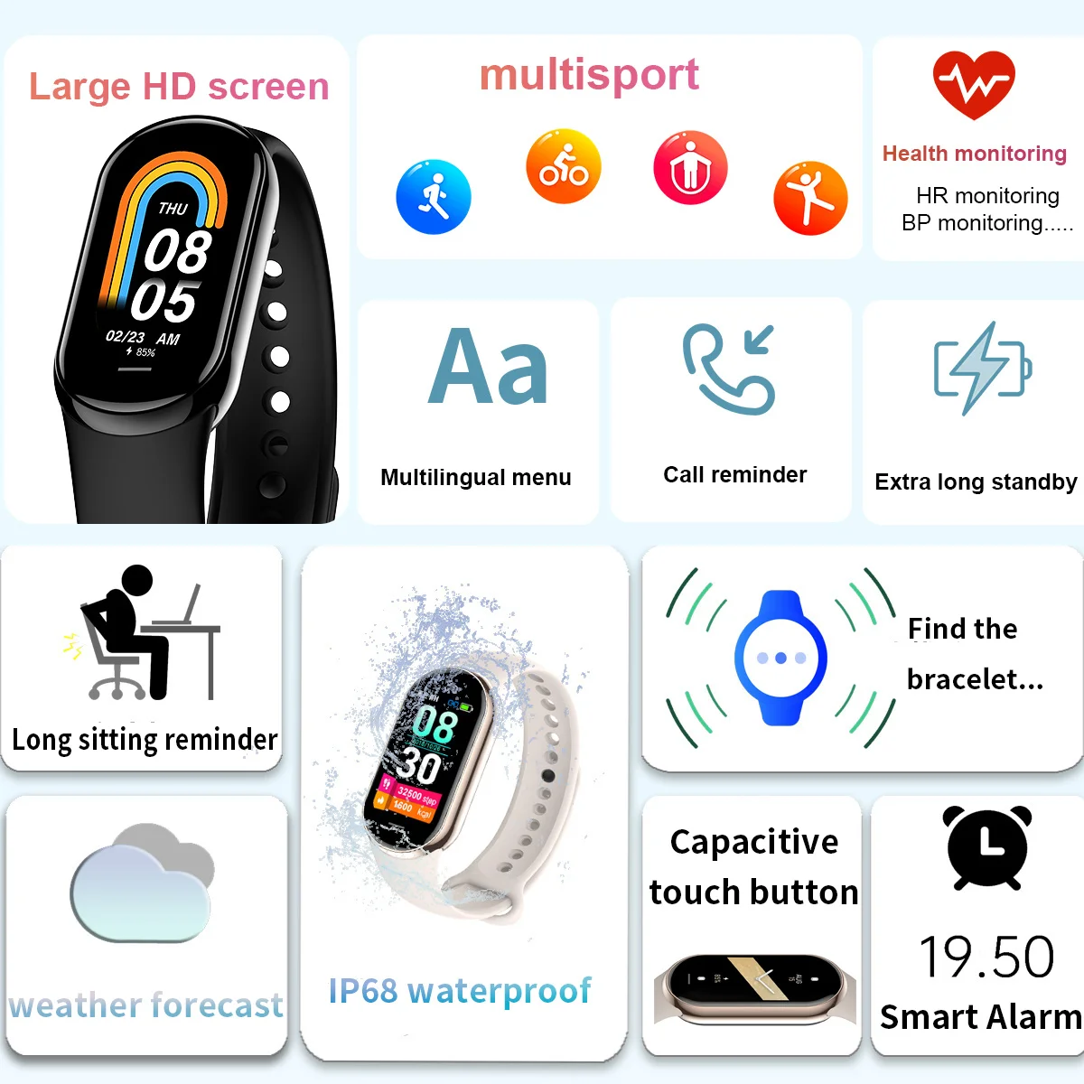جديد الأصلي الصغيرة M8 الفرقة  - مراجعة Android Smartwatch Accessories وسعره
