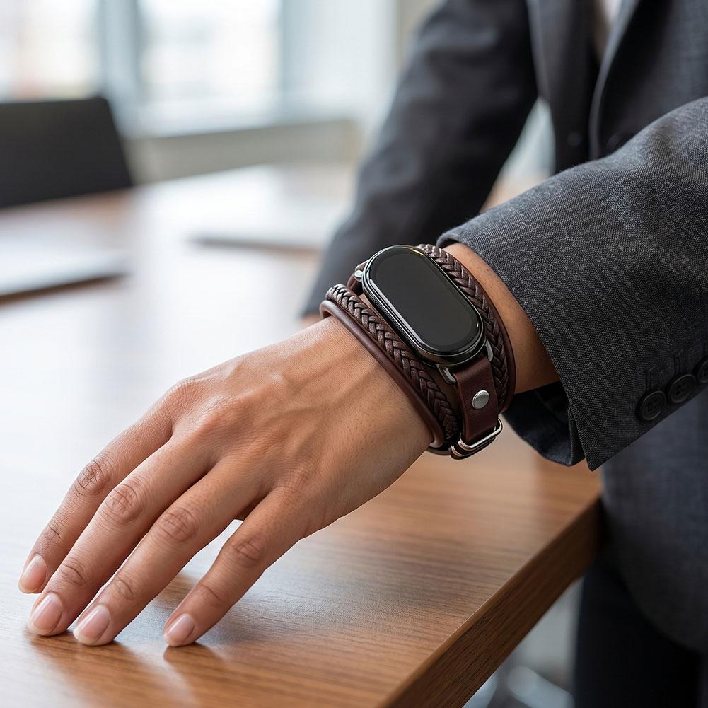 حزام ساعة من الجلد المضفر المز - مراجعة Xiaomi Smartwatch Accessories وسعره